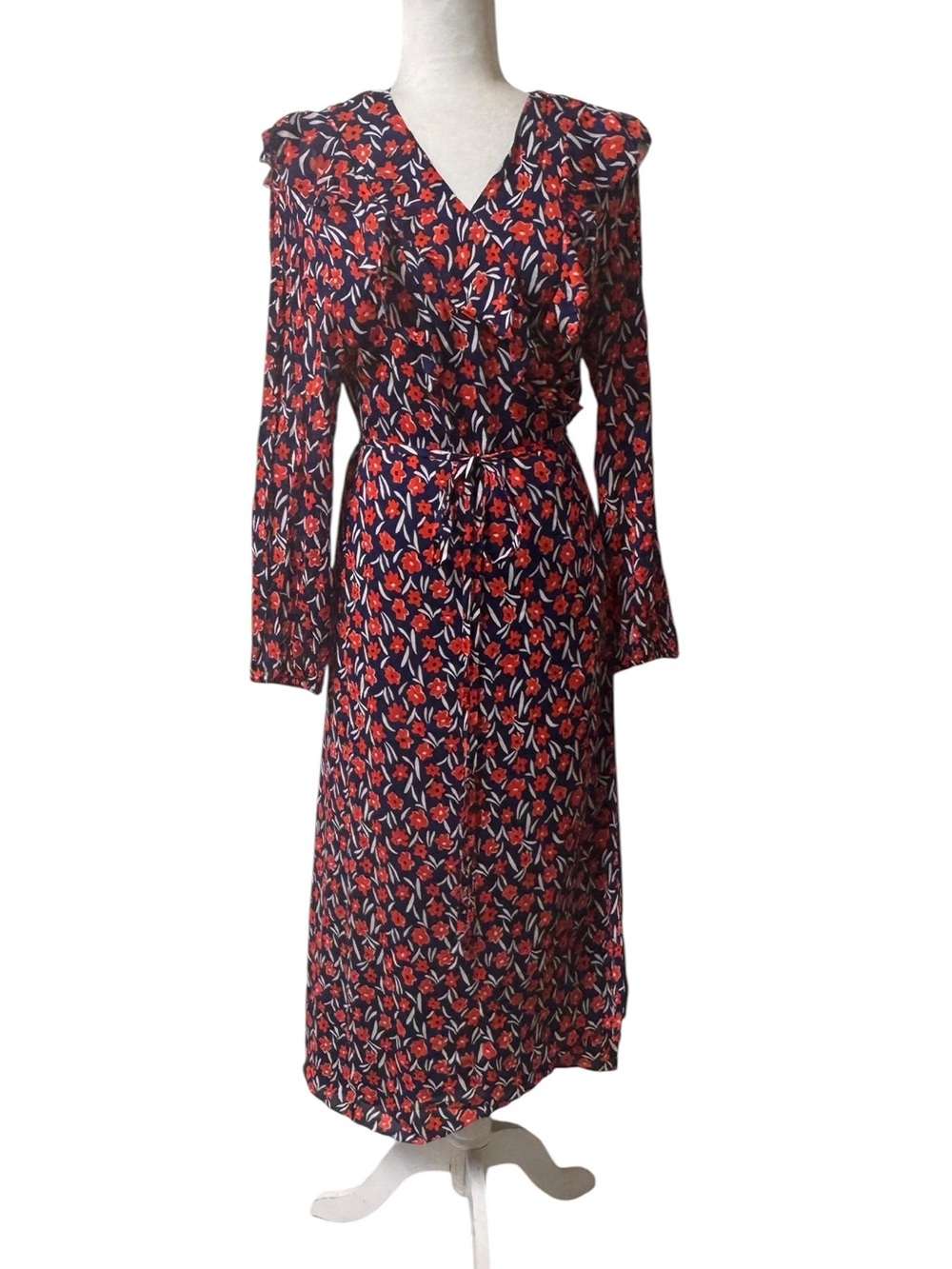 Escada Sport "Dyby" Floral Ruffle Wrap Dress  Whimsygoth academia size 38 / med